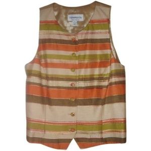 Tempesta Orange Green Brown Button-Down  vest